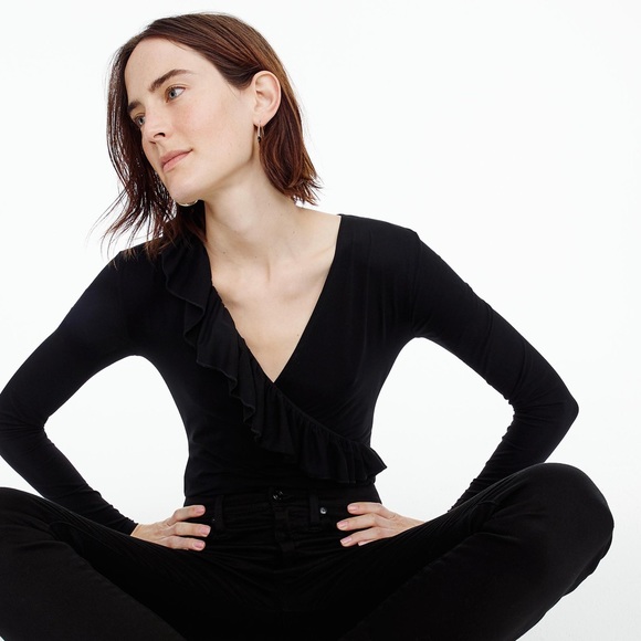 J. Crew Ruffle Front Wrap Bodysuit - Picture 4 of 4